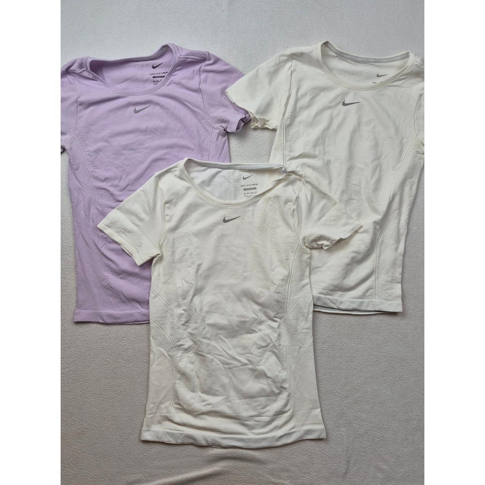 Nike Womens Dri-FIT ADV Aura Slim Fit Training Tops Small Lot 3 Lavender White